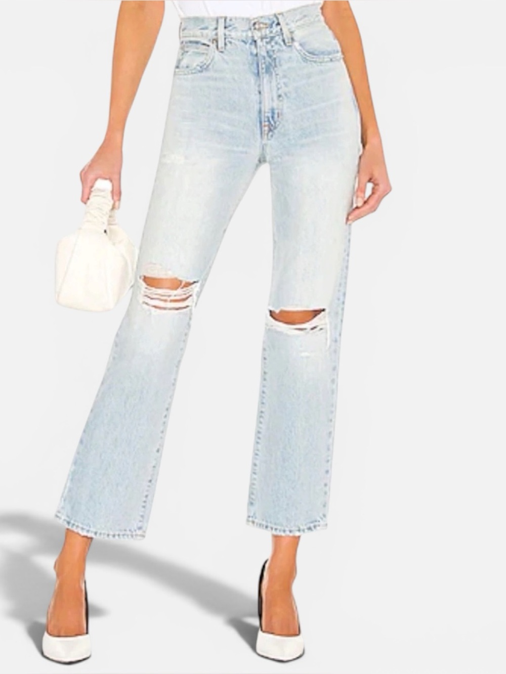 SLVRLAKE London Ankle Denim Jeans Heartbreak Hotel Distressed 27 Straight Leg HR